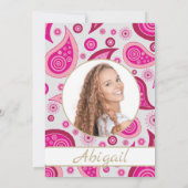 バルミツワーピンクモダンフォト招待状 招待状 (裏面)