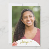 バルミツワーピンク金ゴールドエレガントフローラ写真 招待状 (裏面)