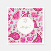 バルミツワーピンク金ゴールドパタモダンーン スタンダードカクテルナプキン (正面)