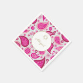 バルミツワーピンク金ゴールドパタモダンーン スタンダードカクテルナプキン (角)