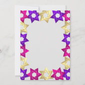 バルミツワーピンク金ゴールド紫色の星on Any Color 招待状 (裏面)
