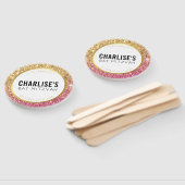 バルミツワーファン自撮りきらびやかな金ゴールドピンクグリッター ハンドファン (組立なし)