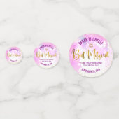 バルミツワーフォトゴールドフォイルスクリプトピンク水色 コンフェッティ (裏面)