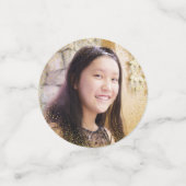 バルミツワーフォトゴールドフォイルスクリプトピンク水色 コンフェッティ (スモール正面)