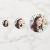 バルミツワーフォトブラック金ゴールドスクリプトエレガントフローラ コンフェッティ (正面)