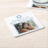 バルミツワーフォトブルースターのデイビッドパーティー スクエアペーパーコースター (アングル)