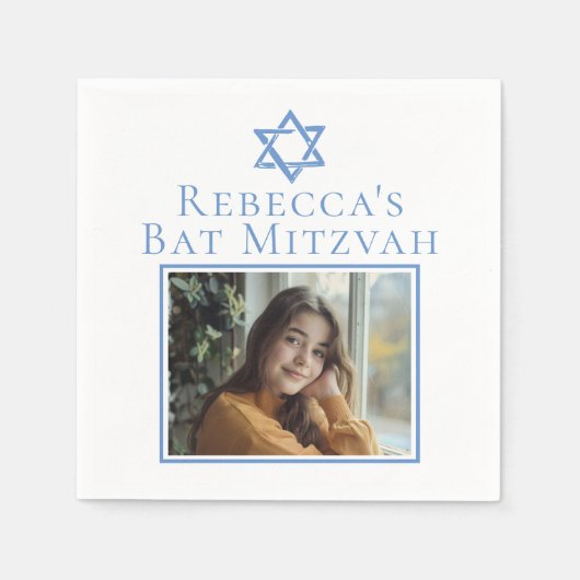 バルミツワーフォトブルースターのデイビッドパーティー スタンダードカクテルナプキン (正面)