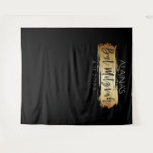 バルミツワーフォトブースパーティー背景金ゴールドブラック タペストリー (正面(横))