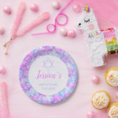 バルミツワーフローラウォーターカラーピンクブルーアヤグランゲア ペーパープレート (パーティー)