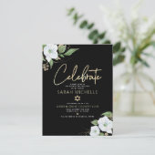 バルミツワーブラック金ゴールドスクリプトウォーターカラーフローラ エンクロージャーカード (スタンド正面)