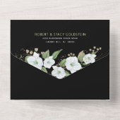 バルミツワーブラック金ゴールドスクリプトウォーターカラーフローラ オールインワン招待状 (裏面)