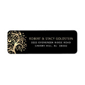 バルミツワーブラック金ゴールドツリーオブライフ差出人住所 ラベル (正面)