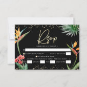 バルミツワーブラック金ゴールドトロピカルパームウォーター色 出欠カード (正面)