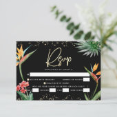 バルミツワーブラック金ゴールドトロピカルパームウォーター色 出欠カード (スタンド正面)