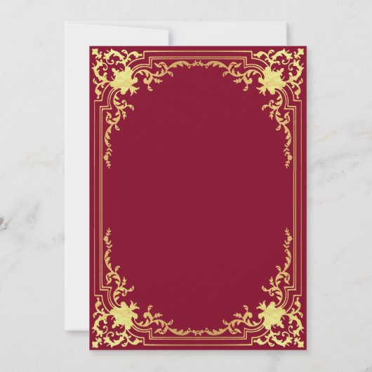 バルミツワーブルゴーニュフェイク金ゴールドヴィンテージ宗教 招待状 (裏面)