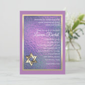 バルミツワーブルーとパープルフェイクフォイル 招待状 (スタンド正面)