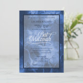 バルミツワーブルーウォーターカラーフラワーズ招待状 招待状 (スタンド正面)