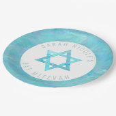バルミツワーブルーオパールお祝いスターオブデイビッド ペーパープレート (アングル)
