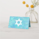 バルミツワーブルーオパール水彩パーティーエスコート プレイスカード (裏面)