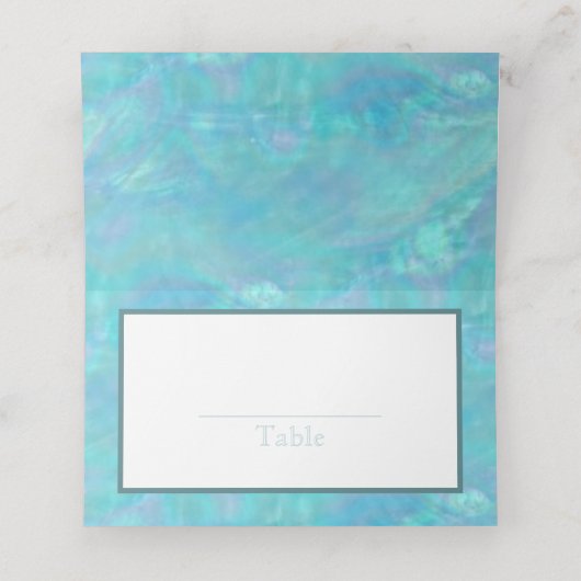 バルミツワーブルーオパール水彩パーティーエスコート プレイスカード (内部開封)
