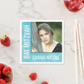 バルミツワーブルーオパールGlamパーティーカスタム写真 スタンダードカクテルナプキン (インサイチュ)