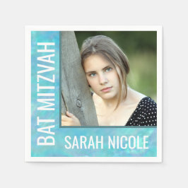バルミツワーブルーオパールGlamパーティーカスタム写真 スタンダードカクテルナプキン