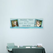 バルミツワーブルーオパールMazel Tovあなたの写真を追加 横断幕 (トレードショー)
