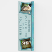 バルミツワーブルーオパールMazel Tovあなたの写真を追加 横断幕 (縦)