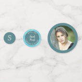 バルミツワーブルーオフェイクパール水彩写真 コンフェッティ (正面)