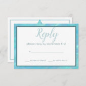 バルミツワーブルーオモダンパール水色パーティー 出欠カード (正面/裏面)