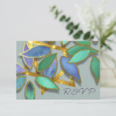 バルミツワーブルーグリーンウォーター花びらオーバースター 招待状 (スタンド正面)