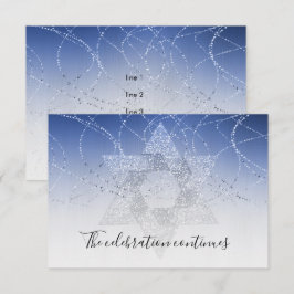 バルミツワーブルースター、パーティーカードの後のキラキラ 招待状