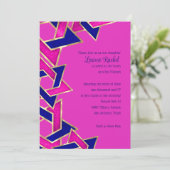 バルミツワーホットピンクネイビーブルースターオブデイビッド 招待状 (スタンド正面)