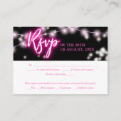 バルミツワーホットピンクネオンをテーマにしたRSVP エンクロージャーカード (正面)