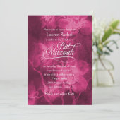 バルミツワーマゼンタピンクの水色の花 招待状 (スタンド正面)
