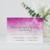 バルミツワーマゼンタピンクスター輝きRSVPカード 出欠カード (スタンド正面)