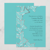 バルミツワーメタリック・ルック・スター・オブ・デイビッド 招待状 (正面/裏面)