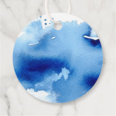 バルミツワーメッセージカードモダンダークブルー水彩 フェイバータグ (裏面)