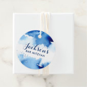 バルミツワーメッセージカードモダンダークブルー水彩 フェイバータグ (インサイチュ)