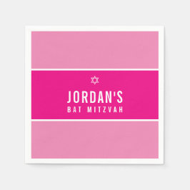 バルミツワーモダンかわいらしシンプルピンク星 スタンダードカクテルナプキン