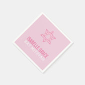 バルミツワーモダンかわいらしピンク スタンダードカクテルナプキン (角)