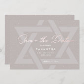 バルミツワーモダンが日付を保存 招待状 (正面/裏面)