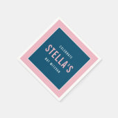 バルミツワーモダンはっきりしたブロック スタンダードカクテルナプキン (角)