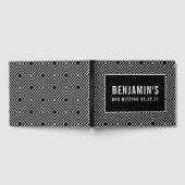 バルミツワーモダンはっきりした幾何模様ブラック ゲストブック (全面)