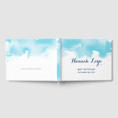 バルミツワーモダンアかわいらしアクアブルー ゲストブック (全面)