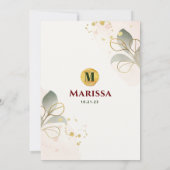 バルミツワーモダンウォーターカラーフローラグリッターインビ 招待状 (裏面)