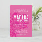 バルミツワーモダンエレガントバラかわいらしピンク 招待状 (スタンド正面)