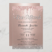 バルミツワーモダンバラ金ゴールドグリッター 招待状 (正面/裏面)