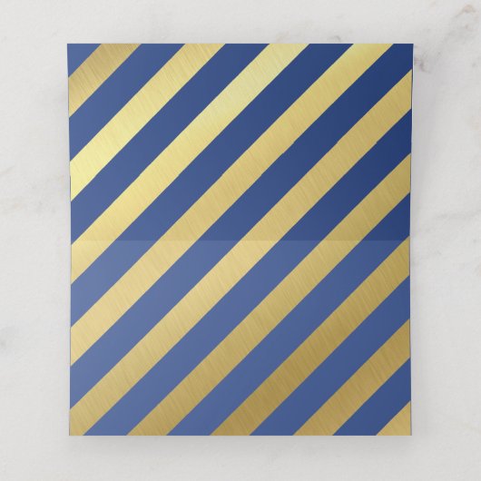 バルミツワーモダンフェイク金ゴールド王室のブルーアブリア プレイスカード (内部開封)