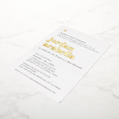 バルミツワーモダンミニマルはっきりしたエレガント紫 箔招待状 (回転した状態)